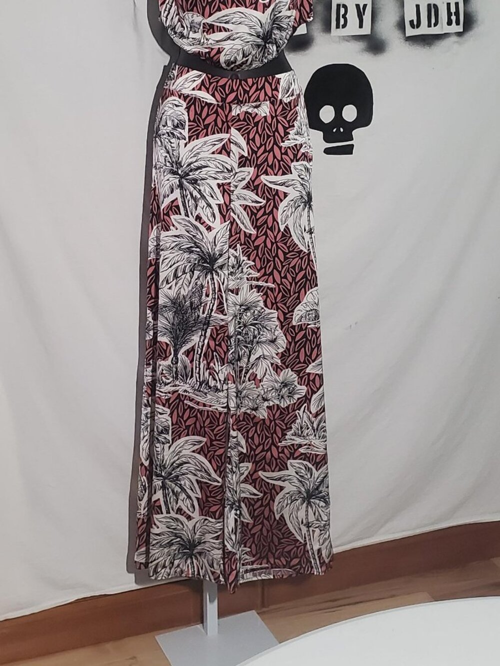 Rachel Zoe Palm Tree Print Halter Top & Pant Set Sz M - Picture 2 of 16